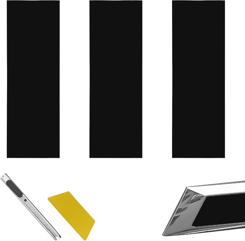 Pleoos 3PCS Emblem Wrap Kit Compatible with Bowtie Logo Wrap Stickers Compatible with Chevy, Cut Your-Own Emblem Overlay DIY Decals(Matte Black) - Image 1
